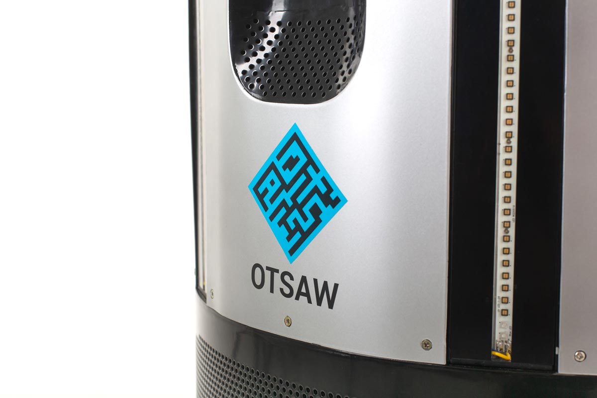 Closeup of logo on Activ OTSAW O-RX robot